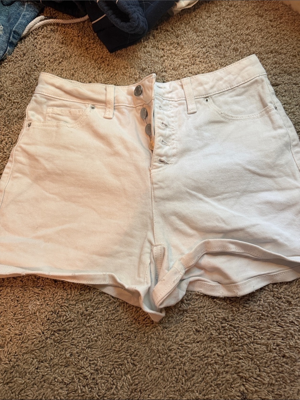 Time and Tru White High-Rise Denim Button-Fly Shorts